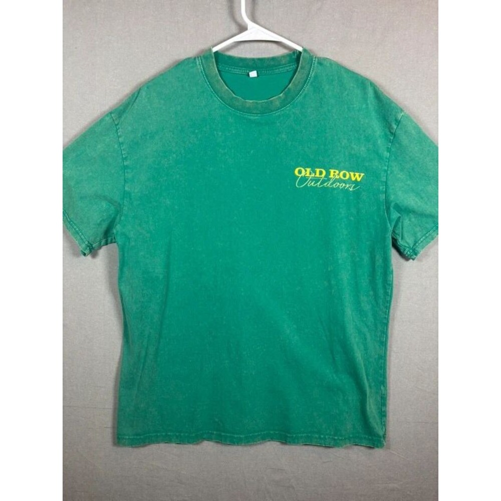 Vintage Y2K Old Row Outdoors Fishing T-Shirt Green Fish Graphic Mens M